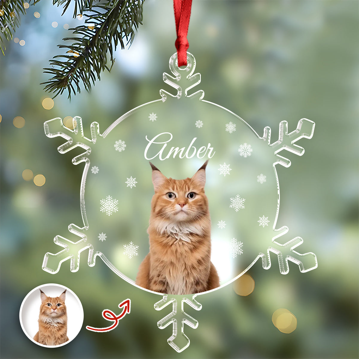 Custom Photo Cat Acrylic Ornament Christmas Gift For Cat Lovers CH07 899090