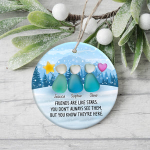 Custom Photo 2D Friendship Sea Glass Christmas Ceramic Ornament Gift For Besties HO82 900306
