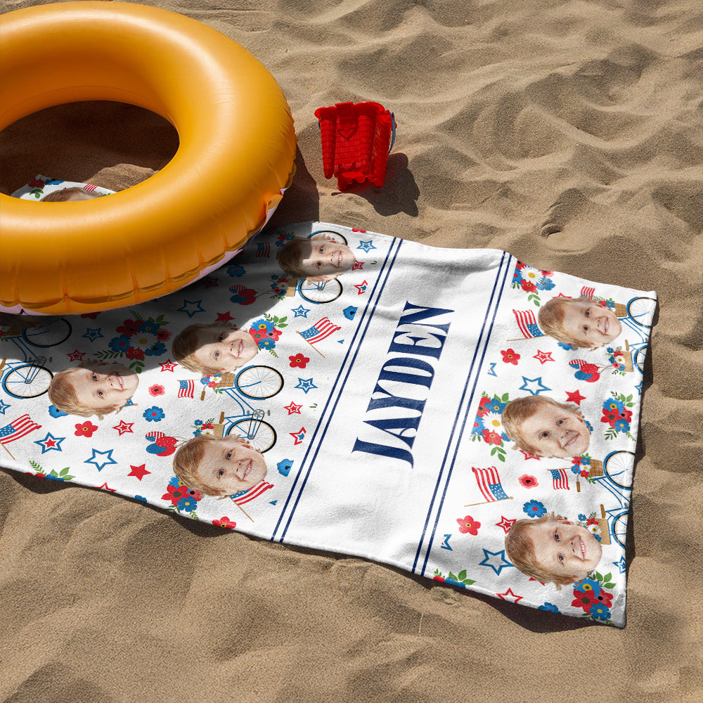 Custom Photo Patriotic America Independence Flag Day Beach Towel LM32 893513