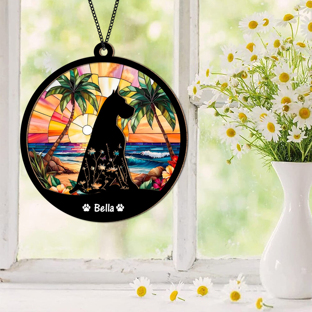Custom Floral Dog Memorial Suncatcher Gift For Dog Lovers TH10 894307