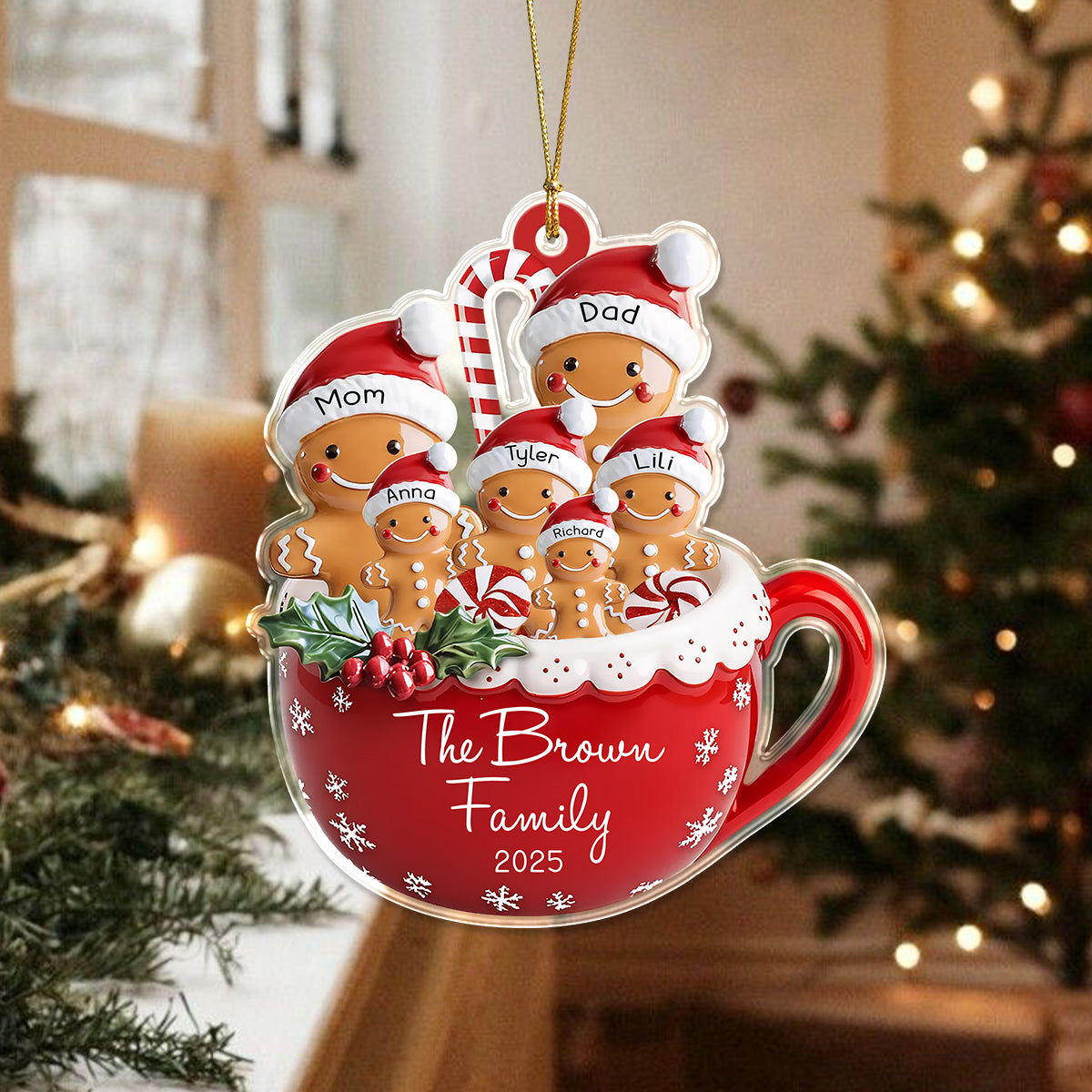 Personalized Gingerbread Family Acrylic Ornament LM32 895797