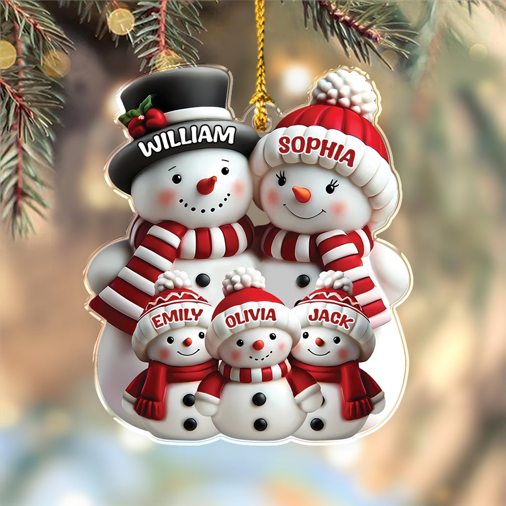 Custom Name 3D Effect Cute Snowman Family Christmas Personalized Acrylic Ornament LM32 895817