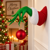 Christmas Ornament Holder Hanger, Resin Green Hand with Santa Sleeve, Funny Christmas Wall Decoration for Home HA75 922136