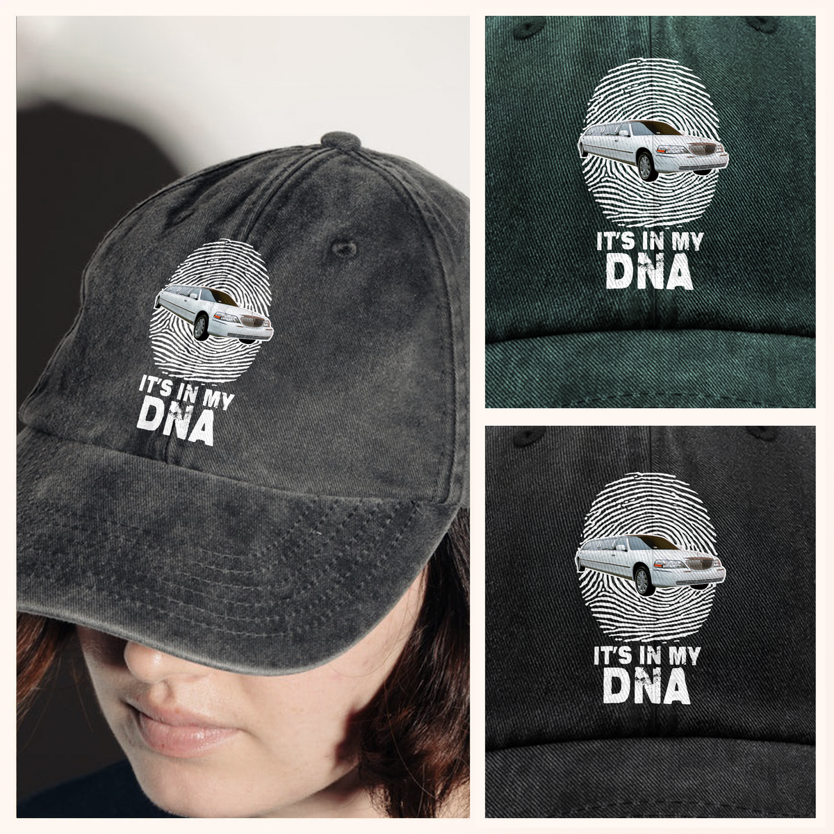 Custom Photo Car Is My DNA Washed Denim Baseball Cap CH07 896568