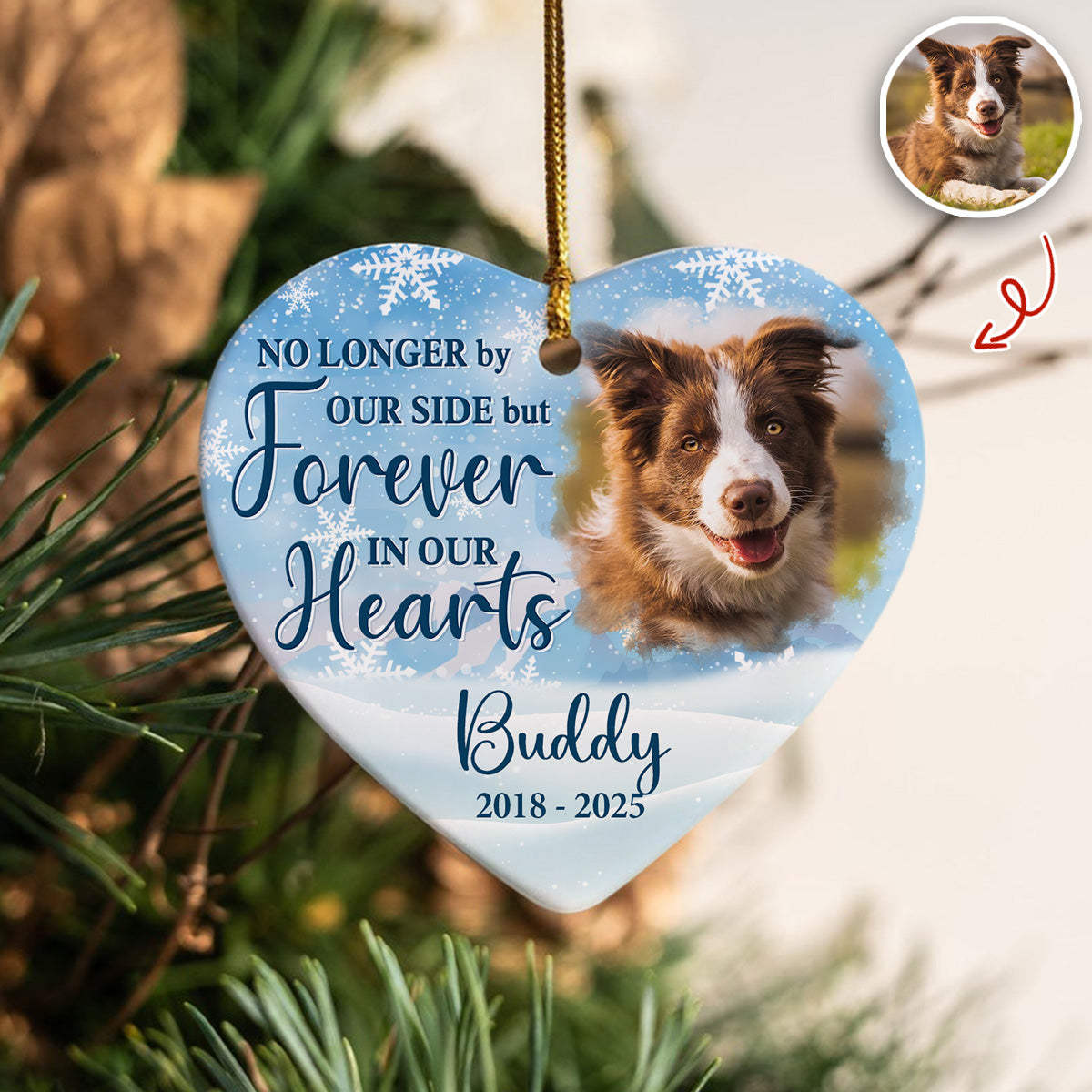 Custom Photo A Big Piece Of My Heart Lives In Heaven Heart Ceramic Ornament TH10 896407