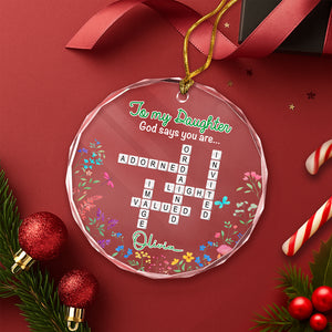 To My Daughter God Says You Are Crosswords Glass Circle Ornament LM32 895381