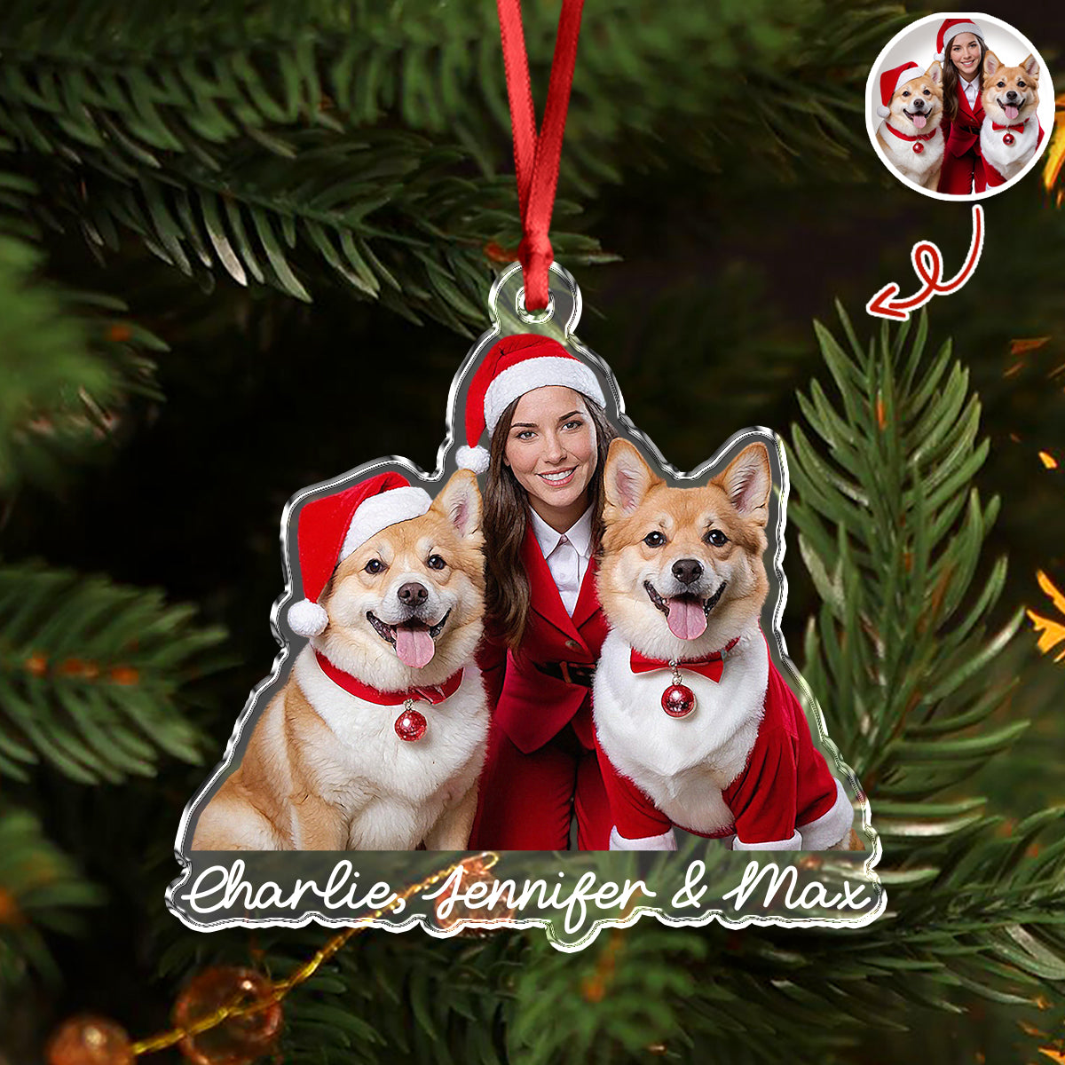 Custom Cute Dog Photo Memories 2025 Christmas Acrylic Ornament LM32 895987