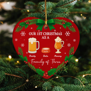 Our First Christmas As A Family Personalized Christmas Heart Shaped Ceramic Ornament HA75 897802