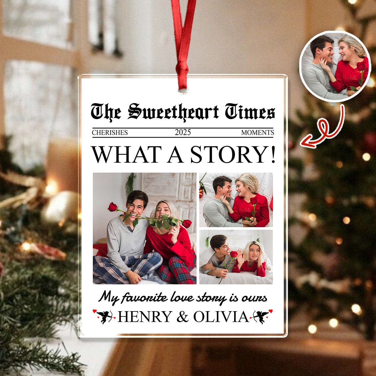 Custom Photo The Sweetheart Times Acrylic Ornament Christmas Gift For Couples HO82 894852