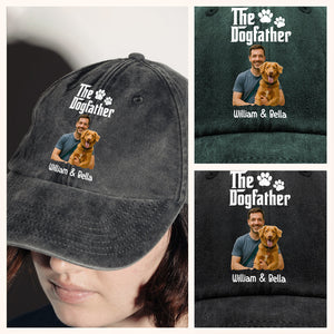 Custom Photo The DogFather Washed Denim Baseball Cap Gift LM32 893919