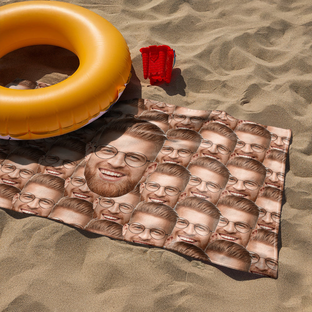 Custom Funny Face Photo Beach Towel Summer Party Gift CH07 895796