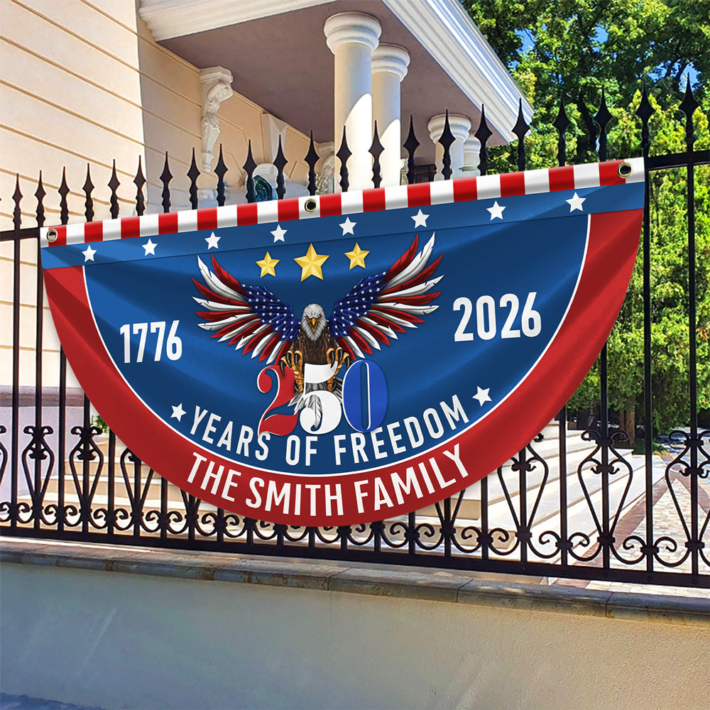 Custom Family Name 250 Years Of Freedom Non-Pleated Fan Flag CH07 910250