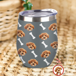 Custom Pet Photo With Icon Wine Tumbler For Dog And Cat Lovers TH10 894275