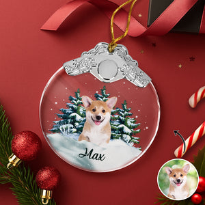 Custom Dog Photo Metal Top Glass Ornament For Christmas HA75 897170