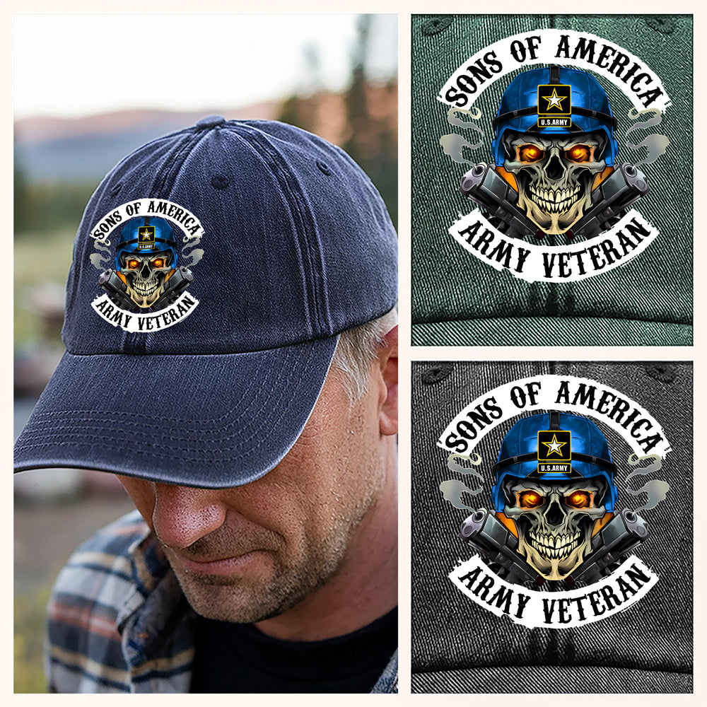 Sons/Daughters Of America US Army Veteran - Personalized Washed Denim Baseball Cap For Soldier CH07 896464