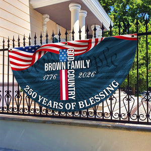 Custom Family Name Patriotic American Flag, 250 Years of Blessing God Fan Flag LM32 897741