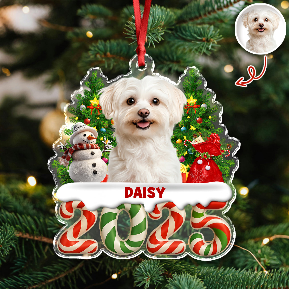 Custom Photo Christmas Gifts Dog Cat Acrylic Ornament HO82 900282