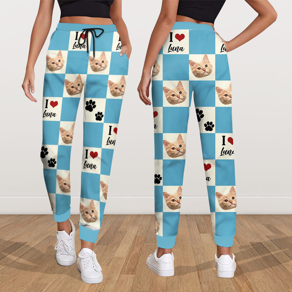 Custom Photo I Love My Dog Cat Sweatpants Gift For Pet Lovers HA75 892606