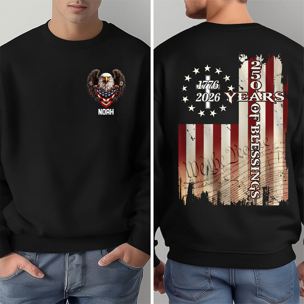 Custom Name 250 Years Of Blessing 1776-2026 Christian Back & Front Dark Shirt HO82 901940