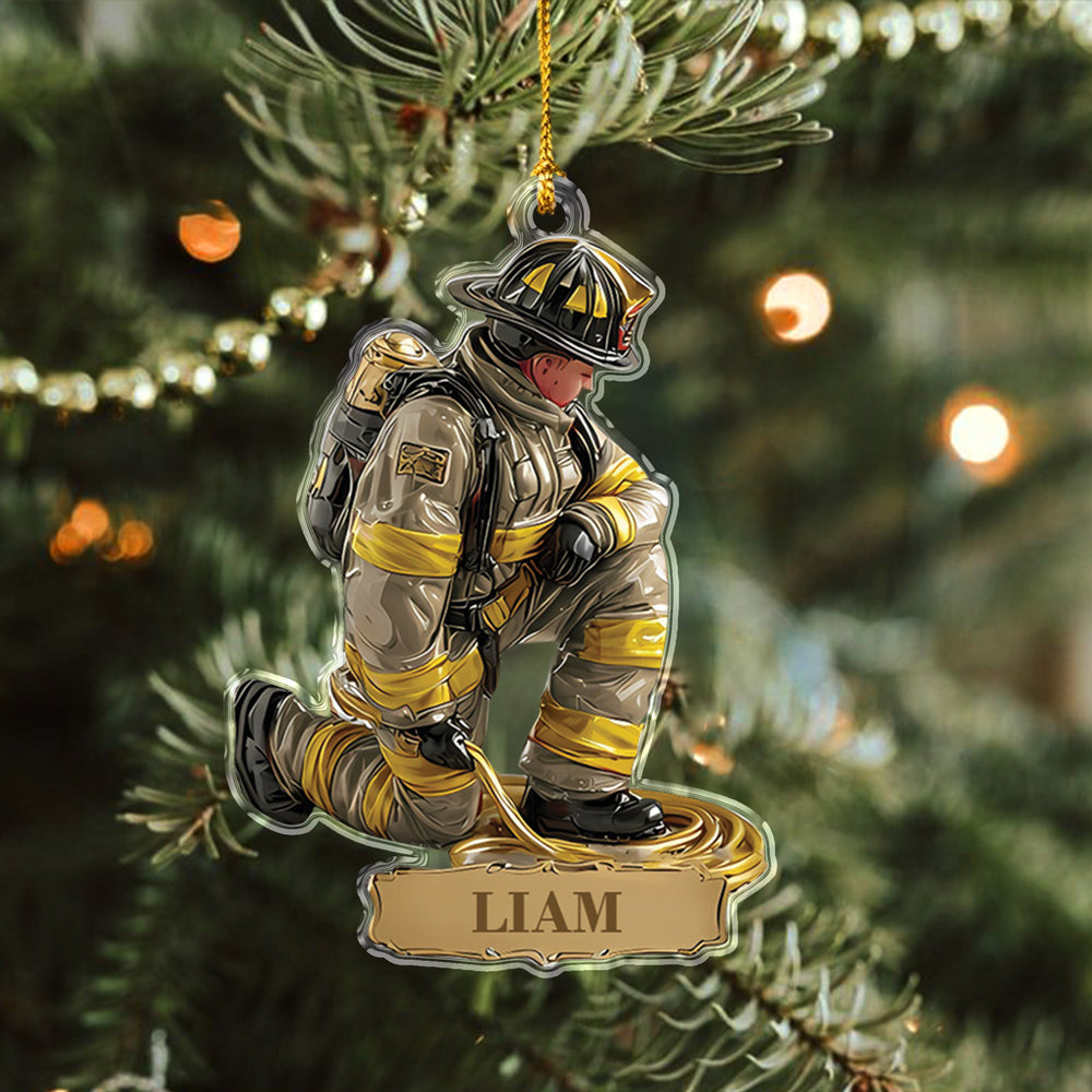 Personalized Name Proud Of Firefighter Christmas Acrylic Ornament LM32 897215