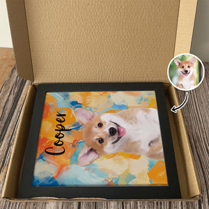Custom Cute Dog Photo Colorful Background Picture Frame LM32 895127