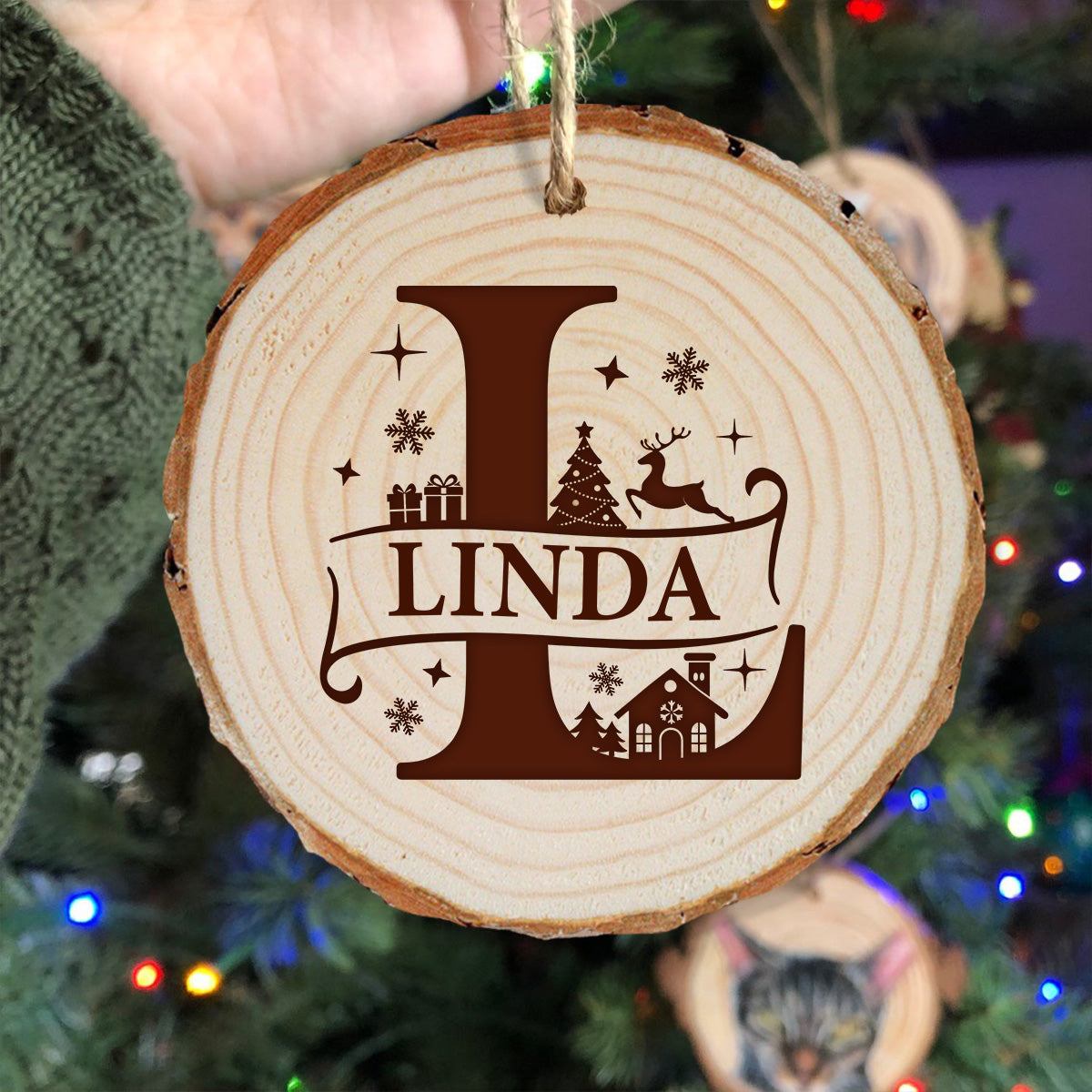 Custom Name Christmas Wood Slice Christmas Ornament Christmas Tree Decoration CH07 899268