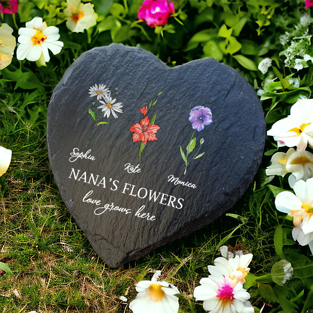 Personalized Birth Mother's Garden Love Grows Here Heart Shaped Stone LM32 899261