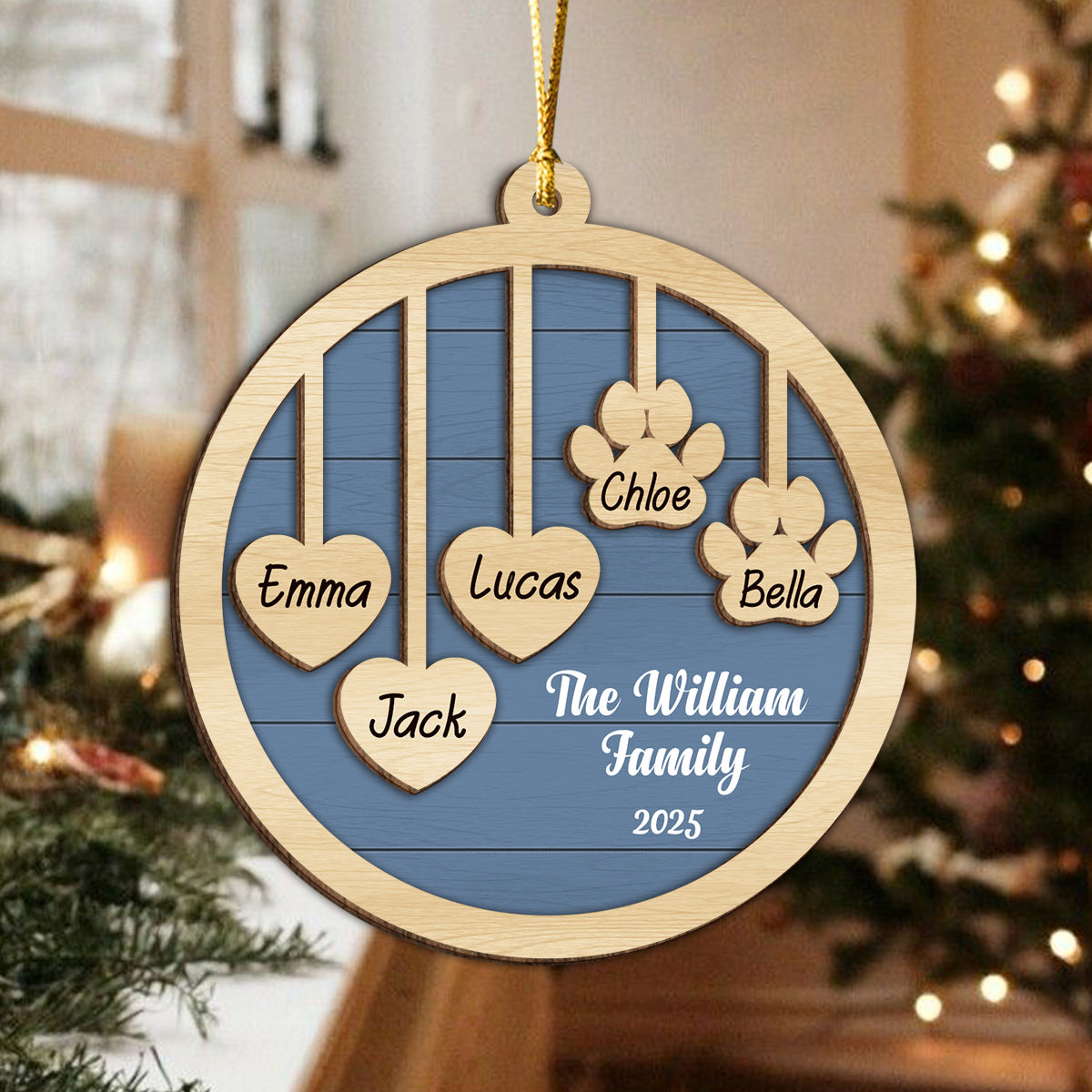 Custom Family Name Christmas 2 Layers Wooden Ornament Gift For Family LM32 897337