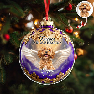 Custom Dog Cat Photo Forever In My Heart Memorial Acrylic Ornament HA75 897894
