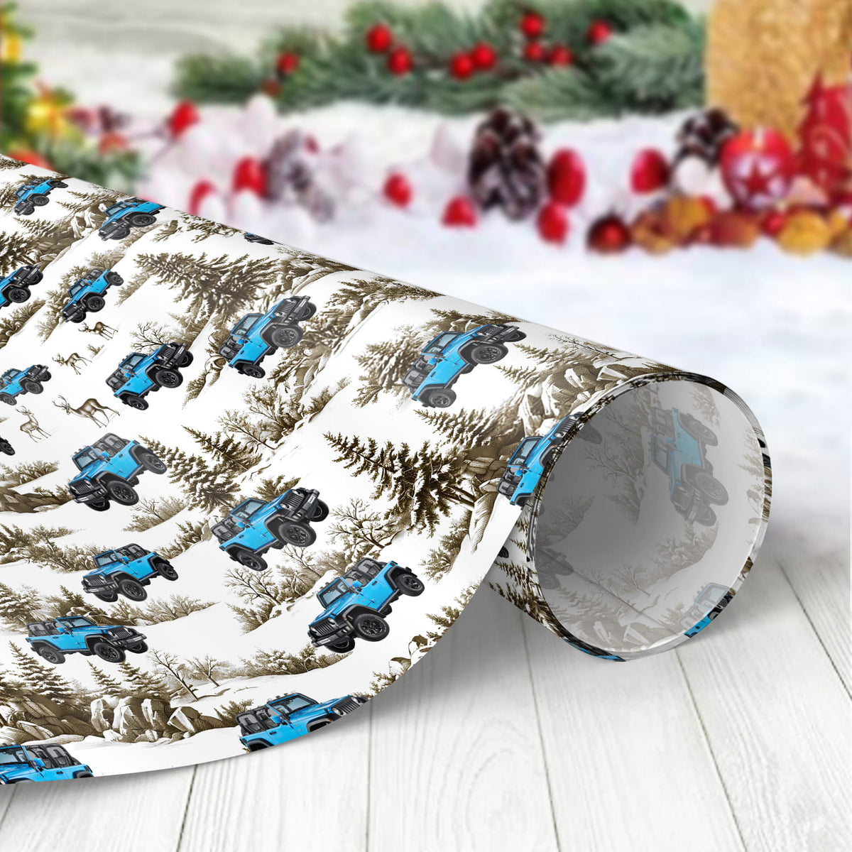 Custom Car Photo Vintage Tropical Christmas Gift Wrapping Paper LM32 897323