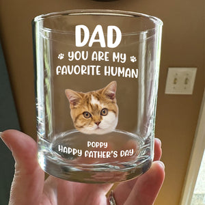 Custom Funny Face Dog Cat - Dad, You’re My Favorite Human Rock Glass HA75 892418