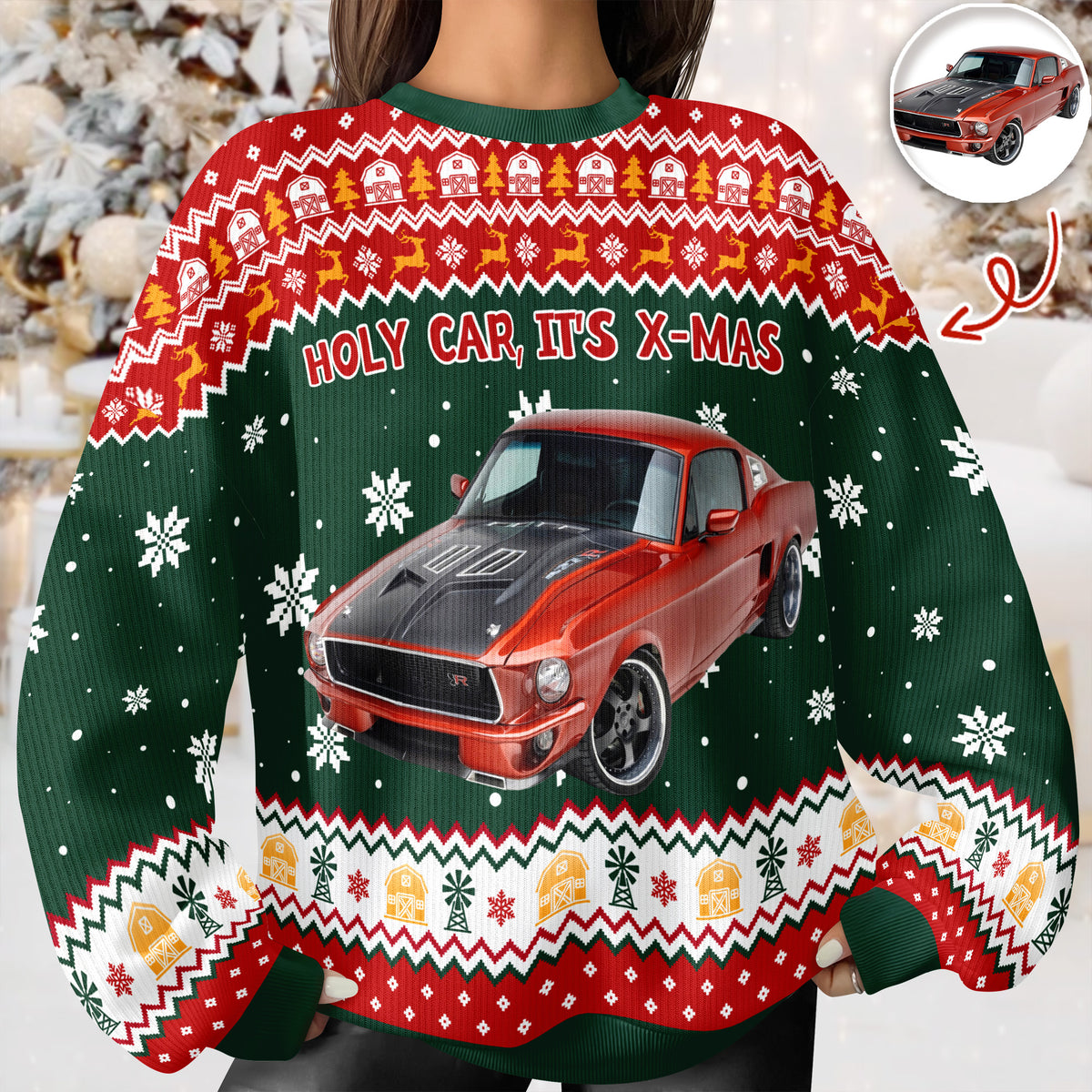 Custom Photo Holy Car, It'S X-Mas Ugly Sweater HO82 900548