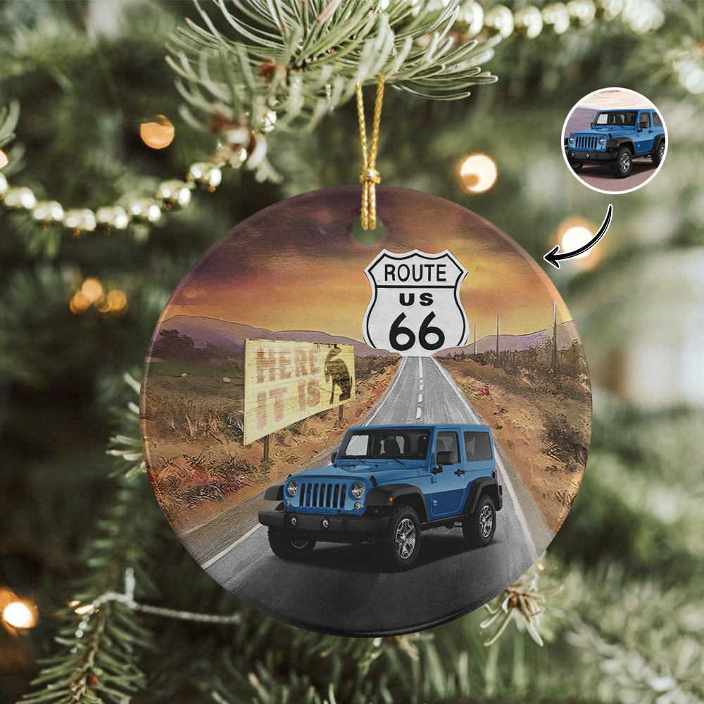 Custom Car Photo Route 66 Ceramic Ornament For Car Lover TH10 896033