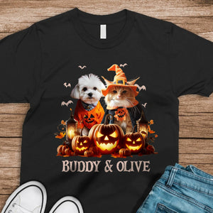 Custom Dog Cat Photo Spooky Season Halloween Dark Shirt HO82 894998