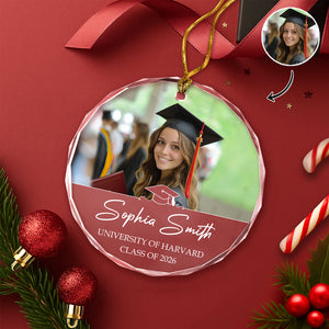 Custom Photo And Name Class Of 2026 Glass Ornament Christmas Gift TH10 896907