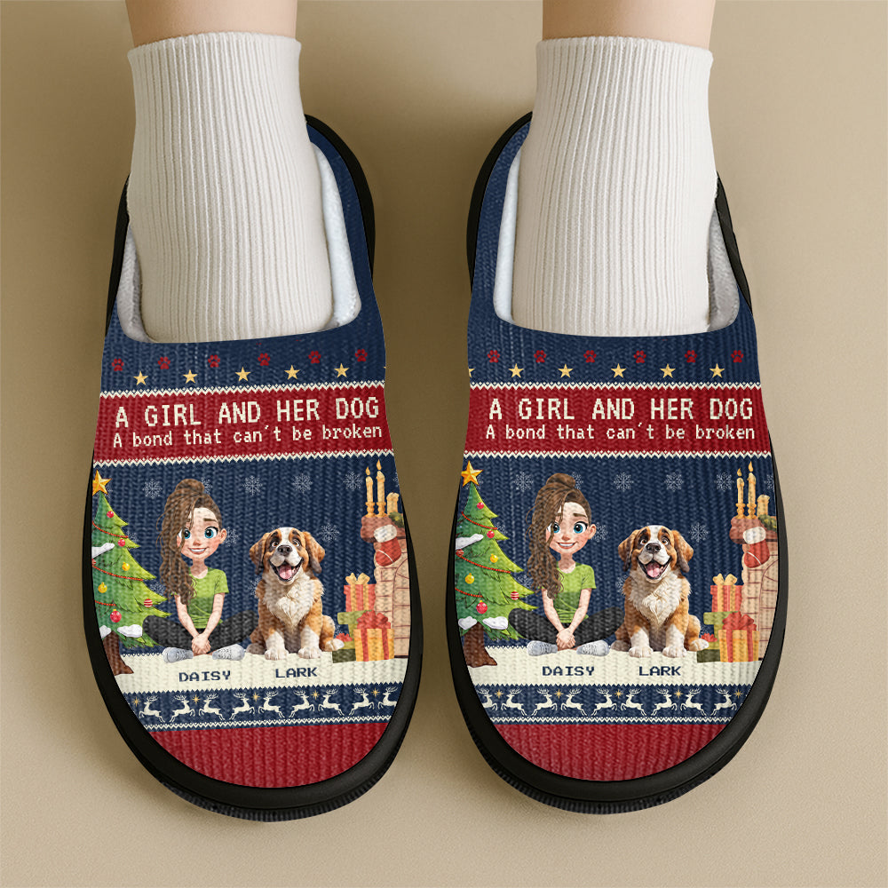 Personalized A Girl And Her Dog Slipper For Dog Lover TH10 896335