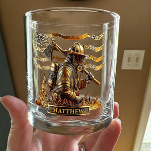 Custom Name Firefighter Personalized Print Whiskey Glass Gift For Dad, Father HA75 898062