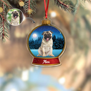 Custom Dog Photo Snow Globe With Name Acrylic Ornament Christmas Gift For Dog Lover CH07 896814