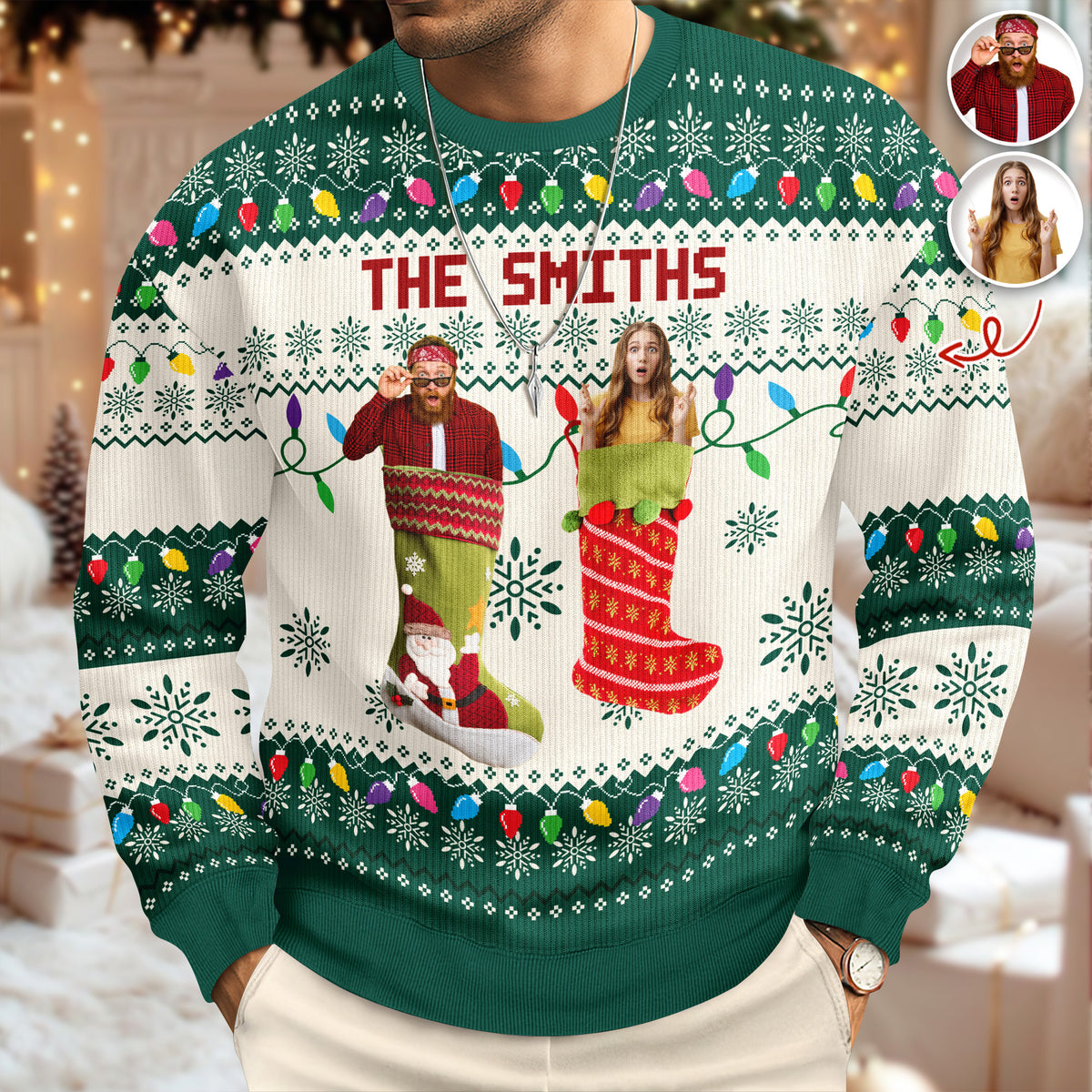 Custom Photo Christmas Socks Funny Family Friends Ugly Sweater HO82 900140