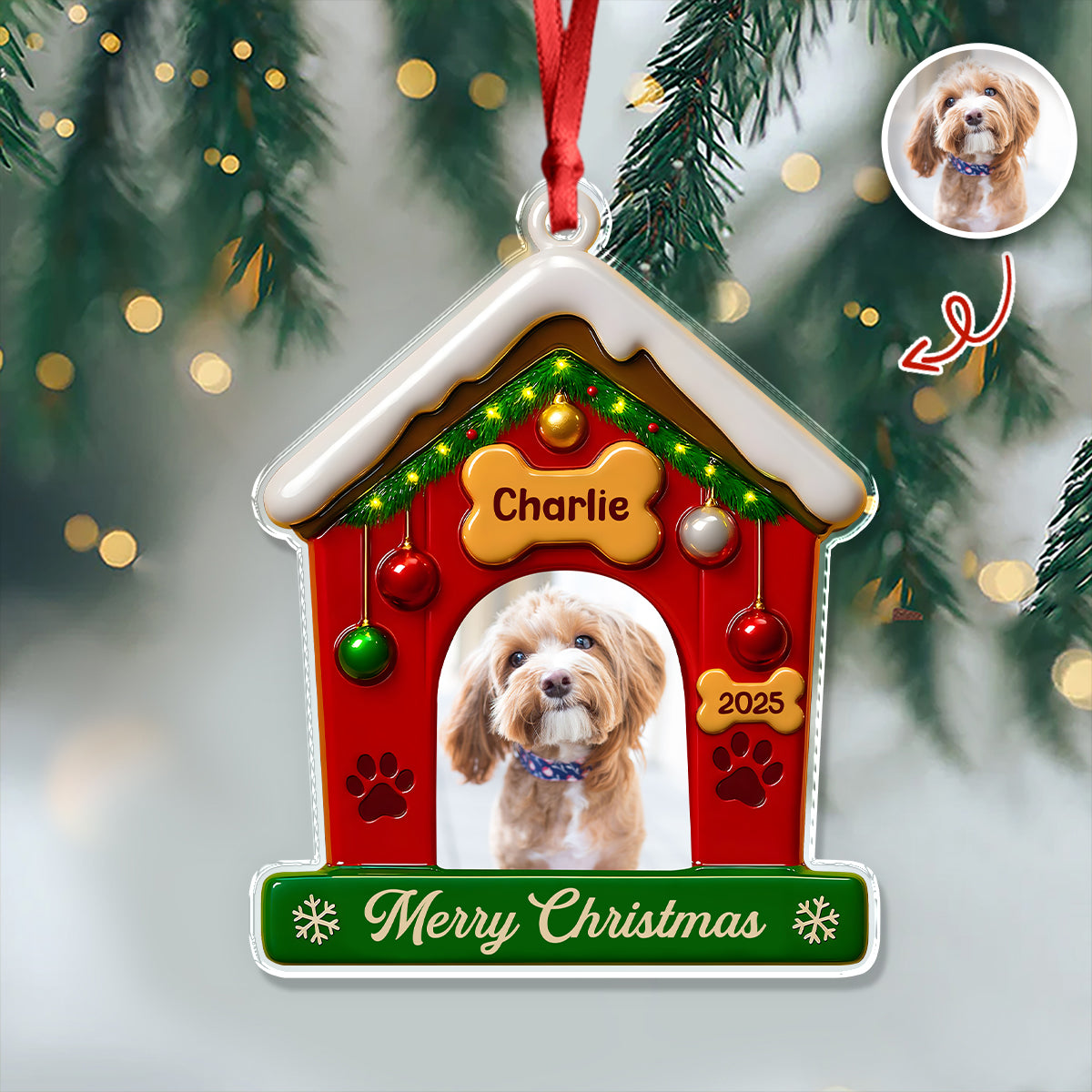 My First Christmas With Dog Photo Acrylic Ornament Gift For Dog Lovers CH07 896840