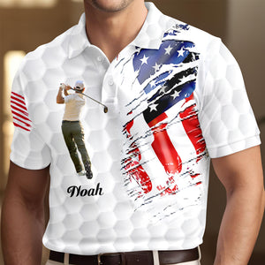 Custom Photo US Flag Polo Shirt For Golfer TH10 898095