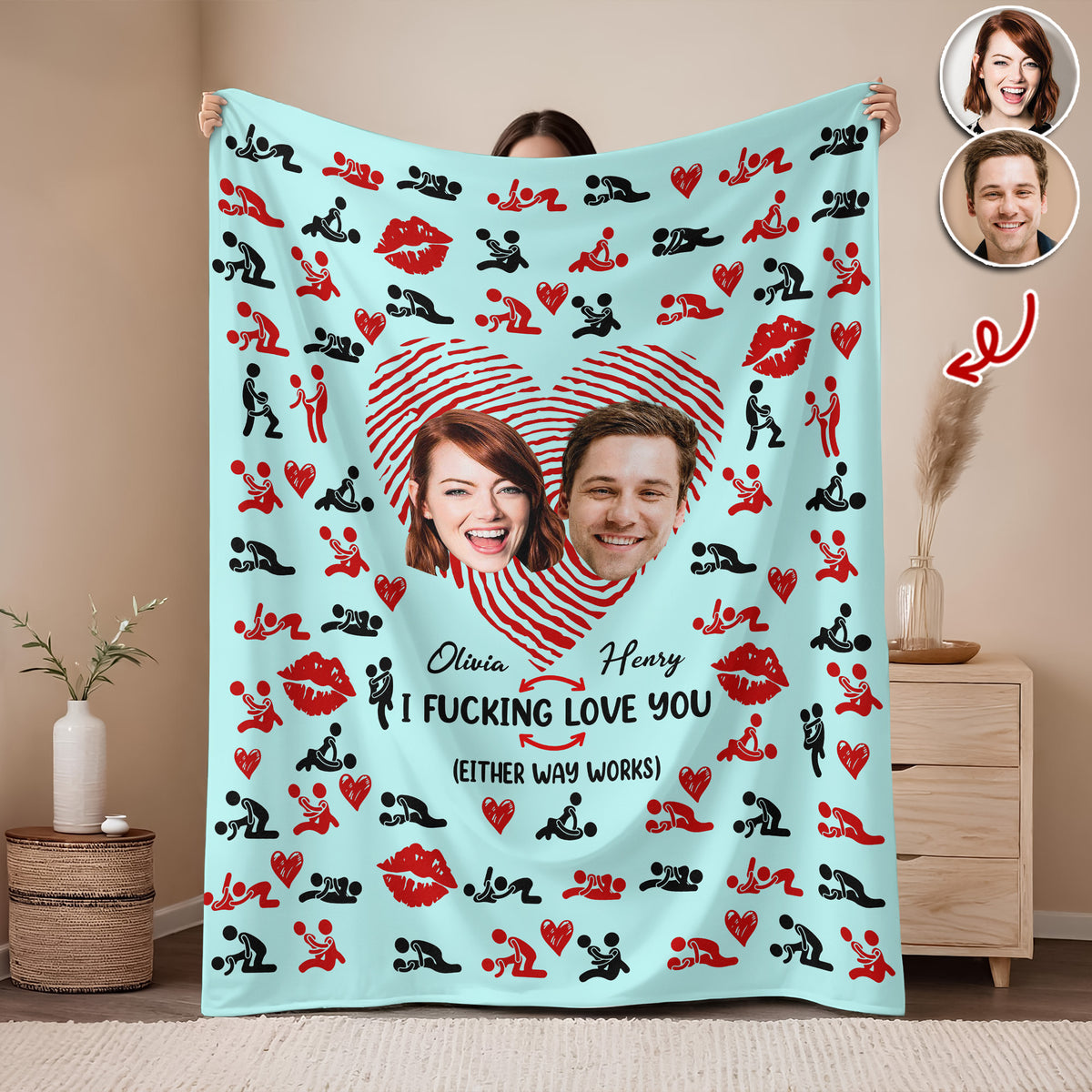 Custom Photo Couple Blanket Gift For Valentine's Day HA75 920010