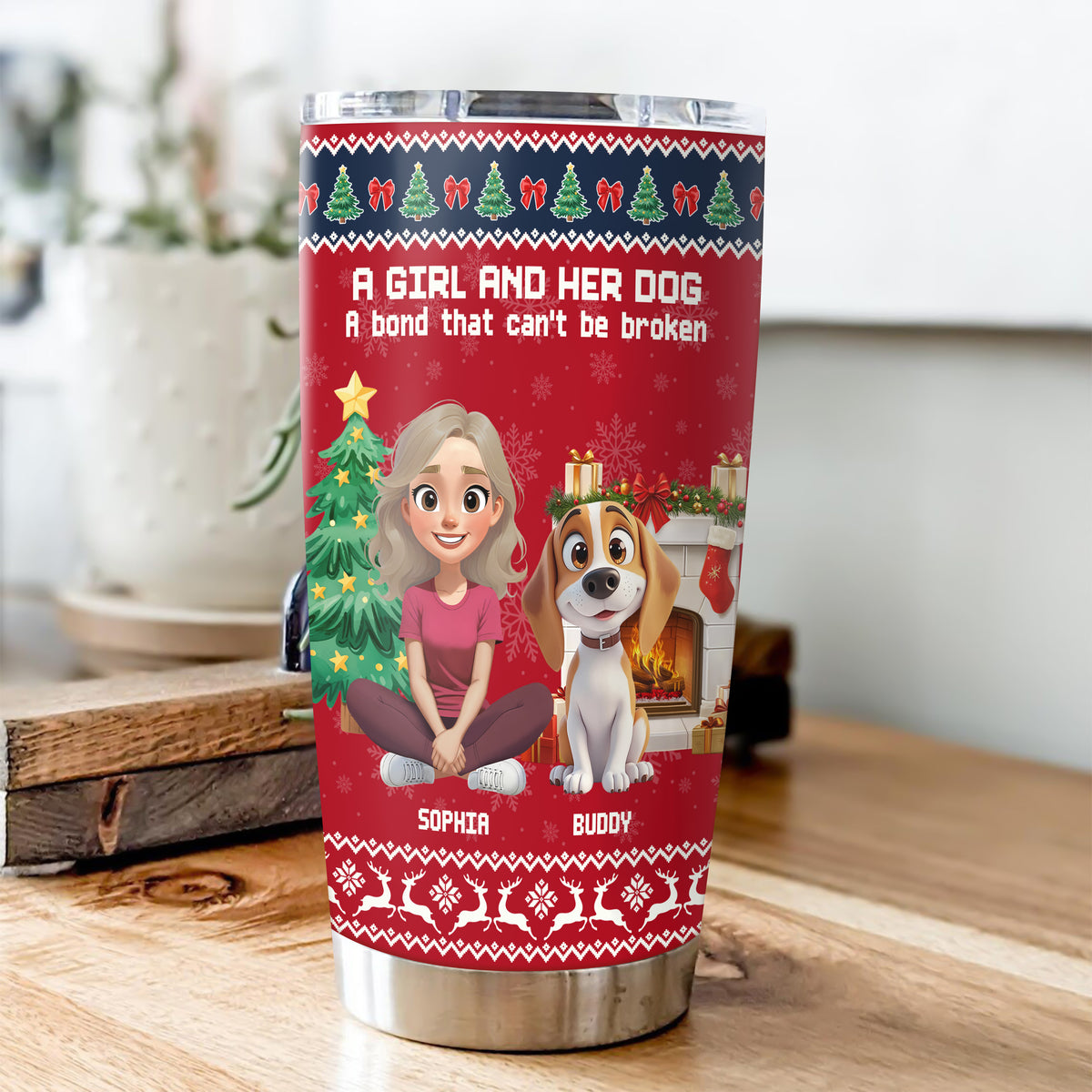A Girl And Her Dog Christmas Fat Tumbler TH10 896333