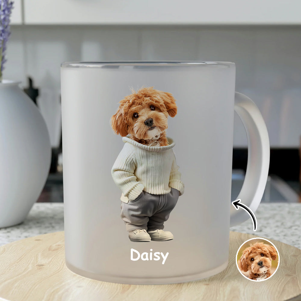 Custom Photo And Name Dog Glass Mug For Dog Pet Lovers CH07 896658