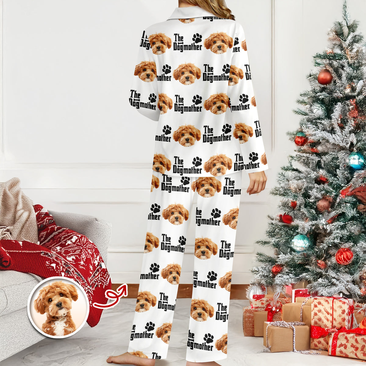 Custom Puppy Photo The Dog Father with Pawprints Design - Personalized Pajamas LM32 895753