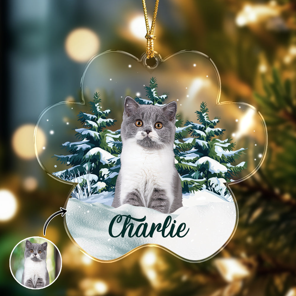Custom Photo Cat Paw Shaped Acrylic Ornament Christmas Gift For Cat Lovers HA75 897062