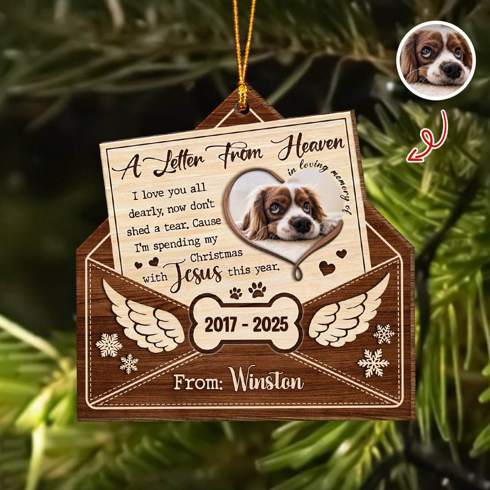 Custom Dog Photo A Letter From Heaven Sympathy Memorial Wooden Ornament LM32 895889