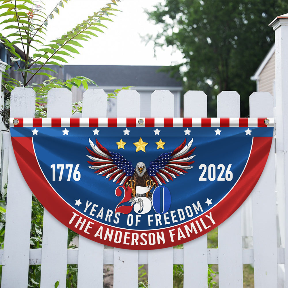 Custom Family Name 250 Years Of Freedom Non-Pleated Fan Flag CH07 910250