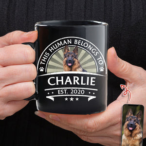 Custom Dog Photo This Human Belong To Black Mug Gift For Dog Lovers LM32 895101