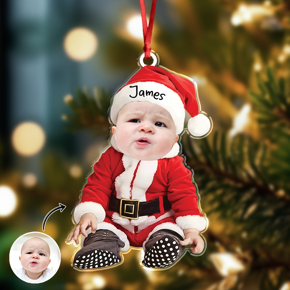 Custom Baby Santa Photo First Christmas Acrylic Ornament CH07 899028